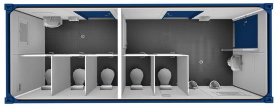20 Fuss Damen / Herren WC- Container, fabrikneu – Bild 3